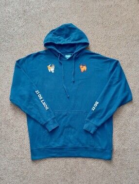 Emma Chamberlain Merch Blue Hoodie Angel Cat Don't Do It Devil Cat Do It Size XL